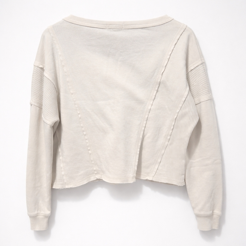 Altar'd State Off-White Textured V-Neck Sweater Oversized Cropped Size XS - Picture 3 of 5